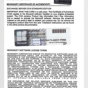 Microsoft Exchange Server 2019 Standard – Genuine COA License Key (Authentic & Lifetime Activation)
