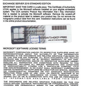 Microsoft Exchange Server 2019 Standard – Genuine COA License Key (Authentic & Lifetime Activation)
